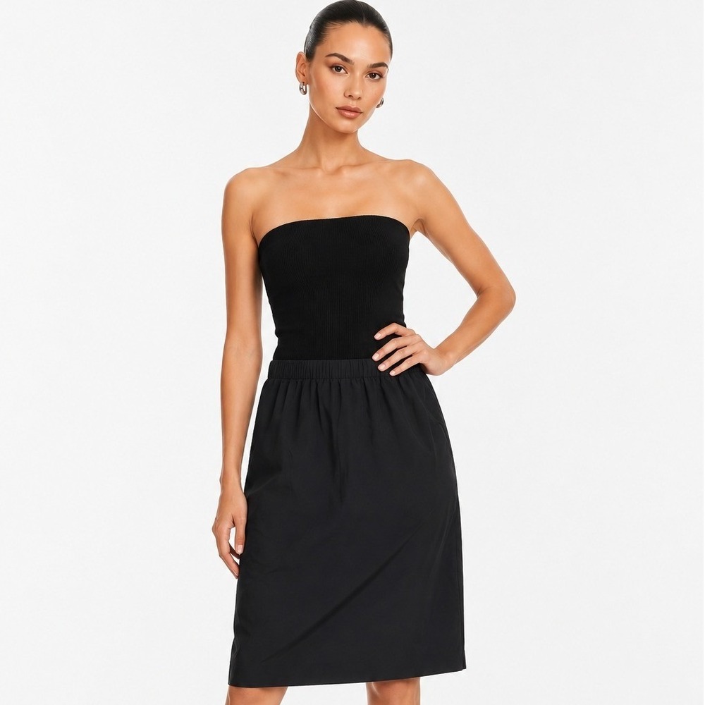 COS Black Gathered Pencil Skirt Nylon Womens Size 8 NWT
